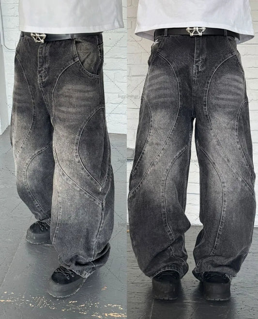 Washed Distressed Baggy Jeans